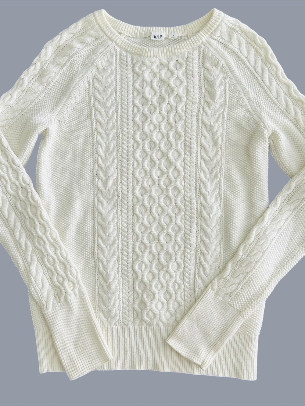 Gap ivory cotton cable knit fisherman's sweater sz S